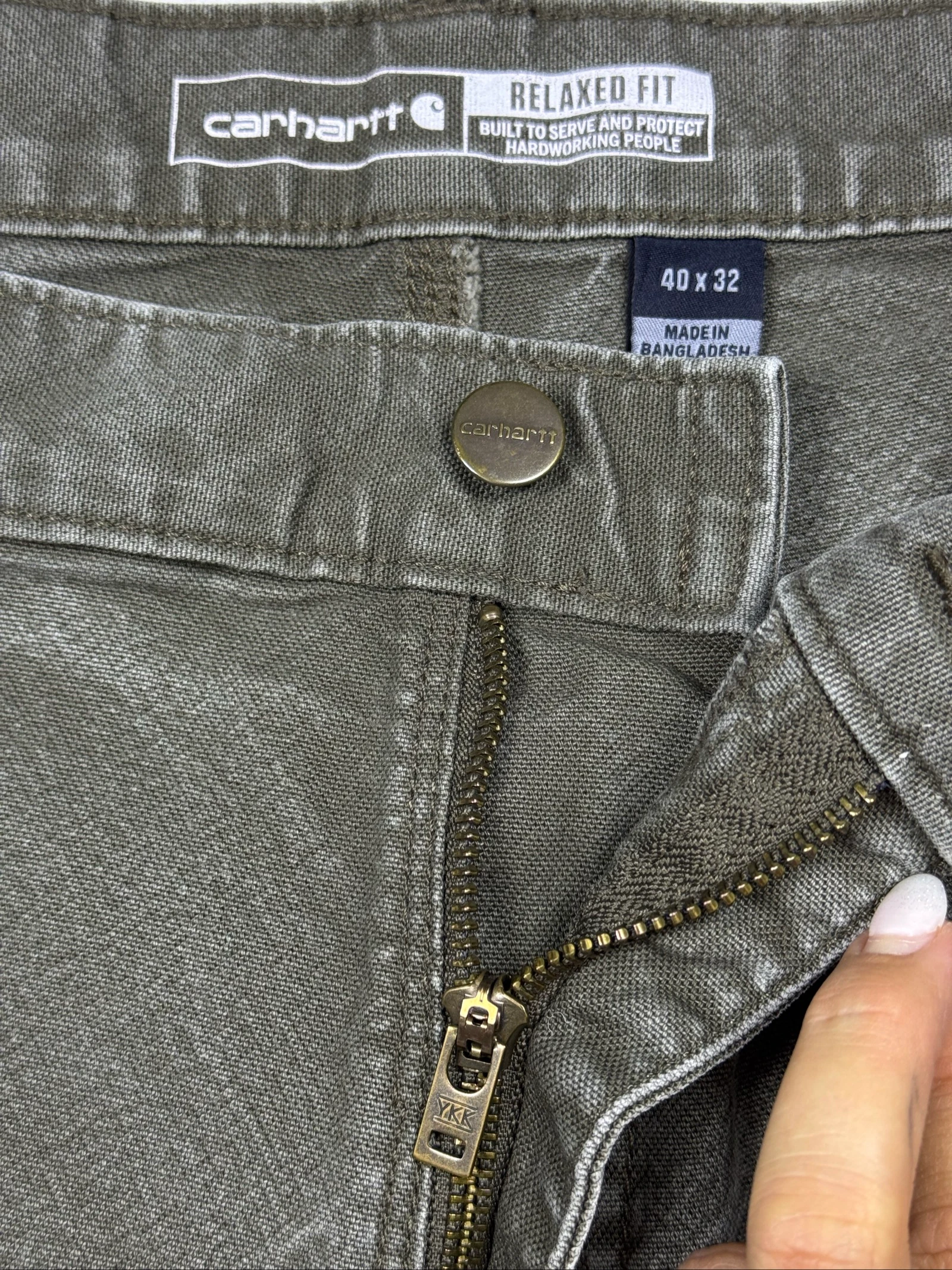 Carhartt Carpenter Pants Olive Green Vintage Workwear Wide Leg Utili – photo 6